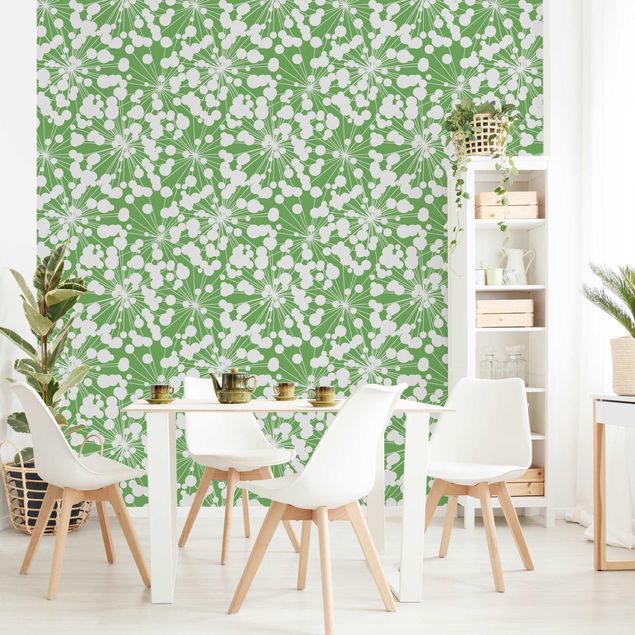 Modern wallpaper designs Natural Pattern Dandelion With Dots In Front Of Green
