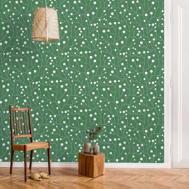 Kitchen Natural Pattern Growth With Dots On Green