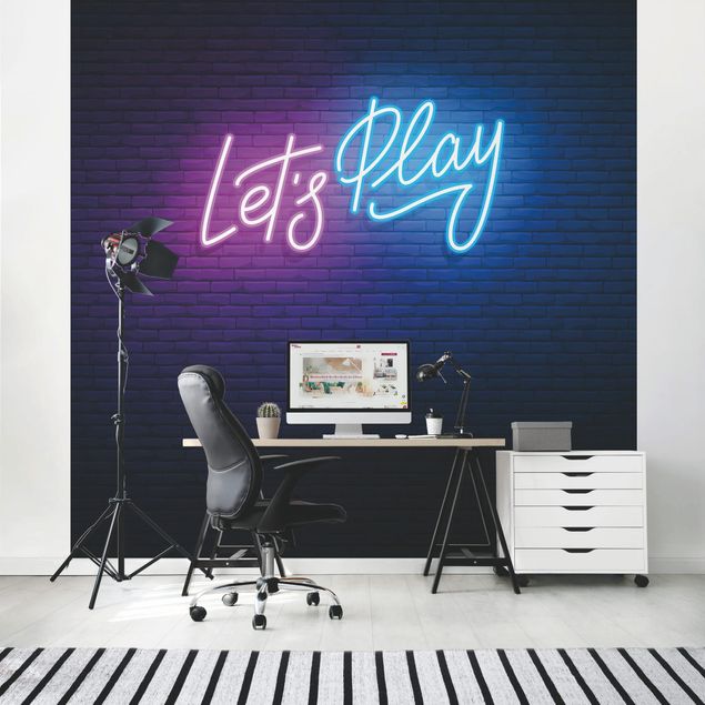 Contemporary wallpaper Neon Text Let's Play
