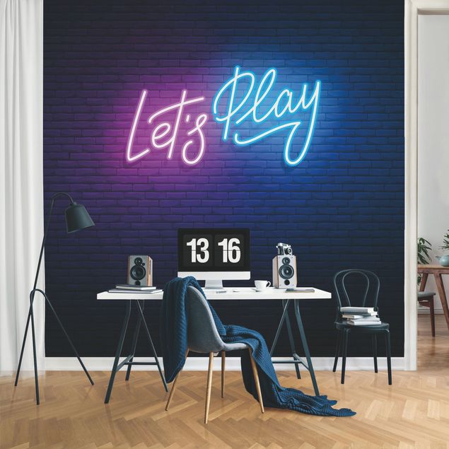 Wallpapers 3d Neon Text Let's Play