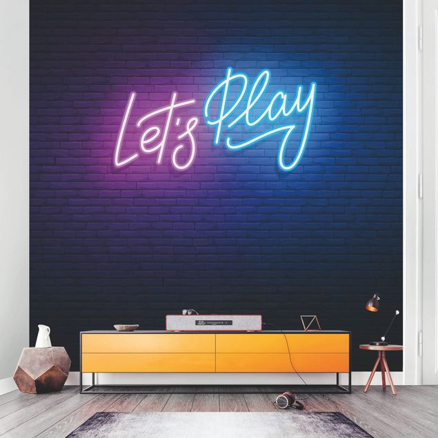 Peel and stick wallpaper Neon Text Let's Play