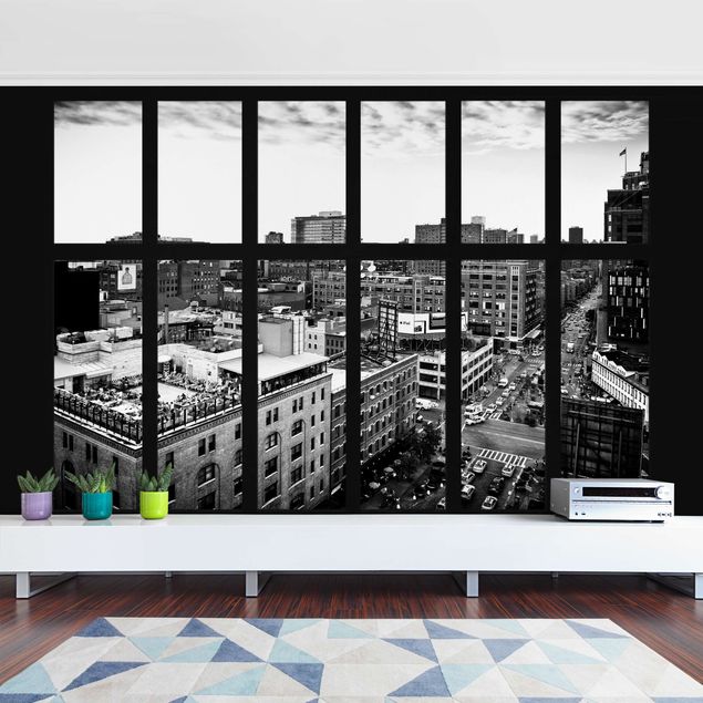 Wallpapers 3d New York Window View Black And White