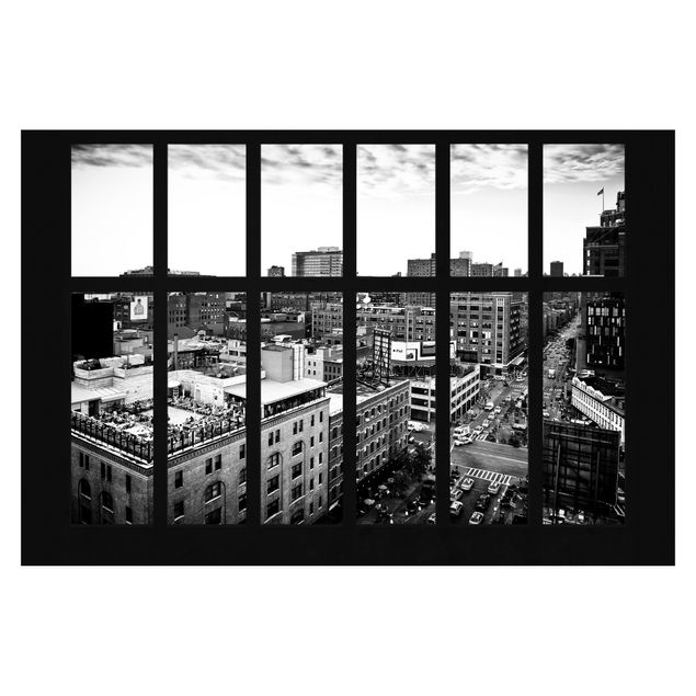 Adhesive wallpaper New York Window View Black And White