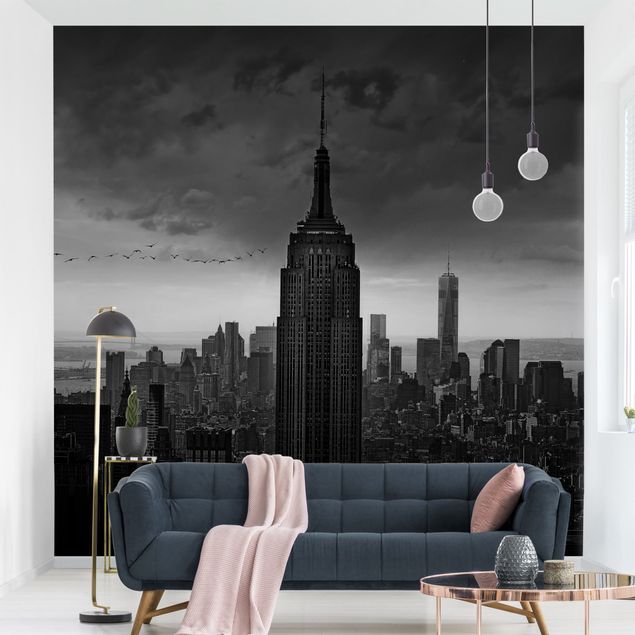 Black and white aesthetic wallpaper New York Rockefeller View