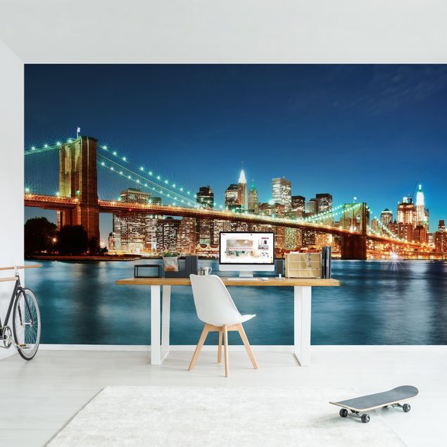 Contemporary wallpaper Nighttime Manhattan Bridge