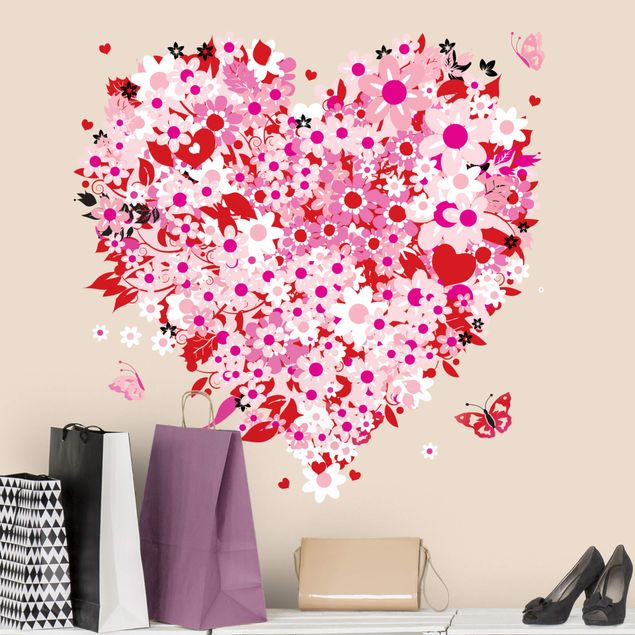 Butterfly wall art stickers No.321 floral retro heart