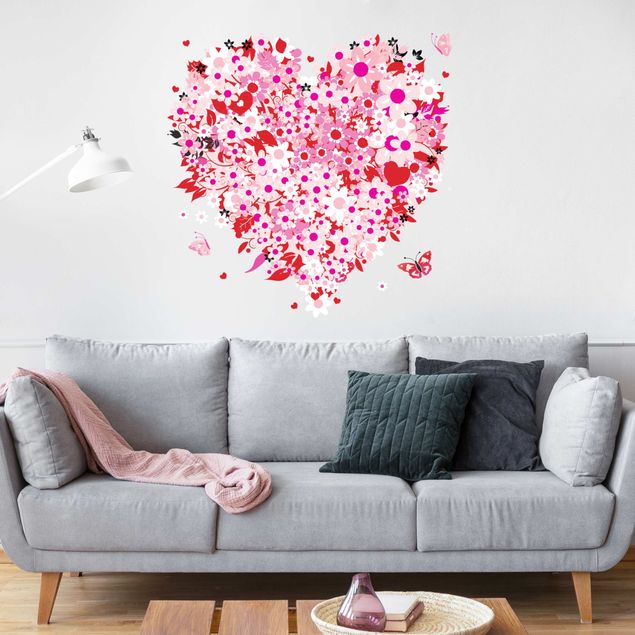 Flower wall decals No.321 floral retro heart