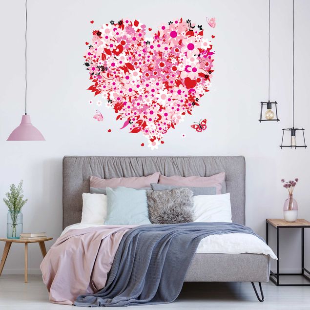 Animal print wall stickers No.321 floral retro heart