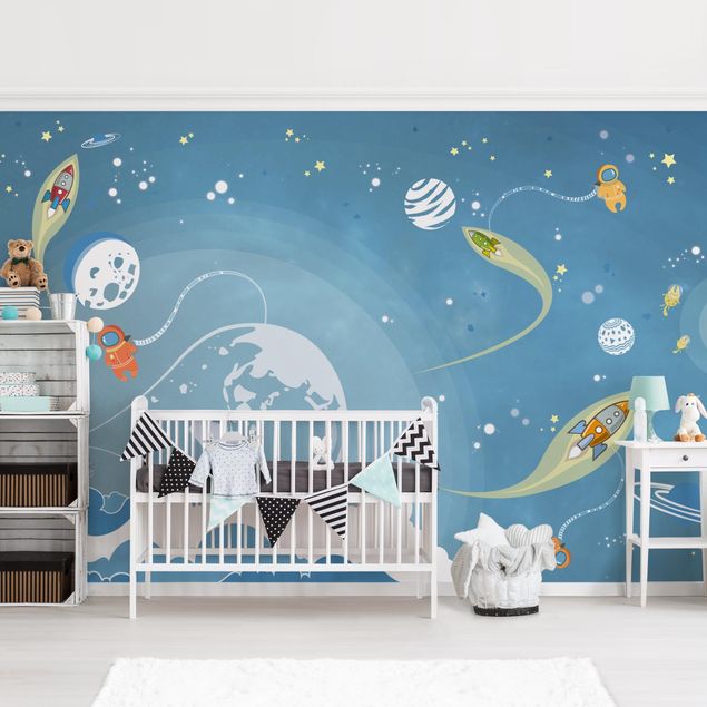 Modern wallpaper designs No.MW16 Colourful Hustle And Bustle In Space