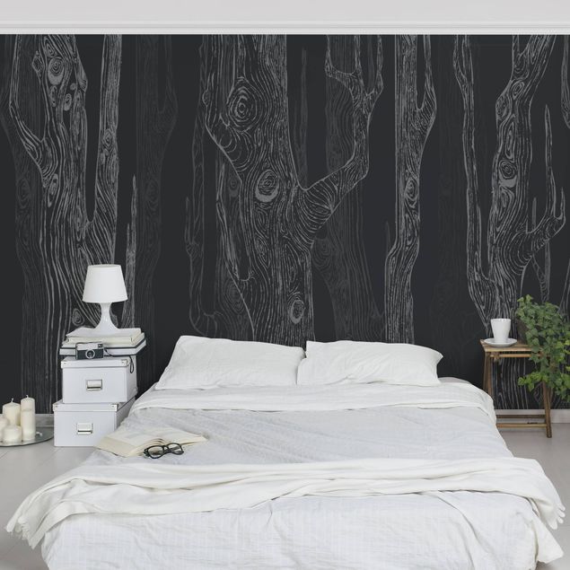 Contemporary wallpaper No.MW20 Living Forest Anthracite Grey
