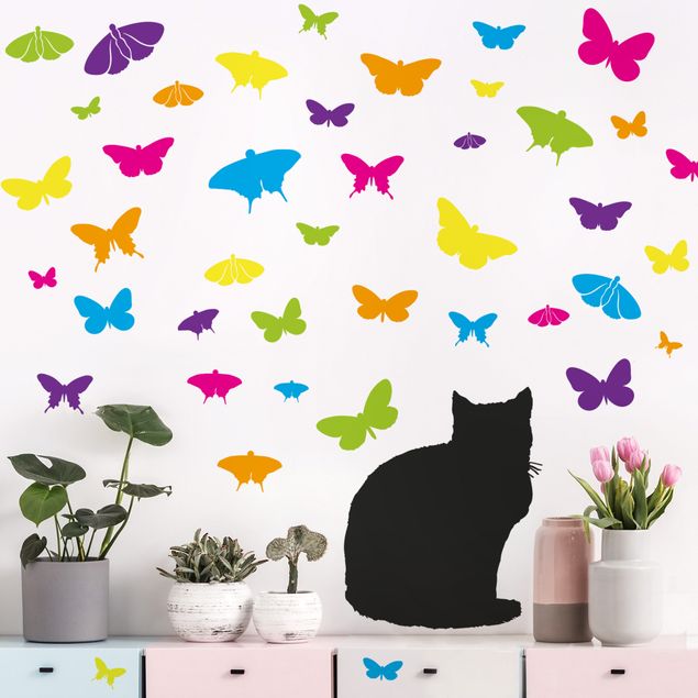 Nursery decoration NO.RS68 Cat and Butterflies