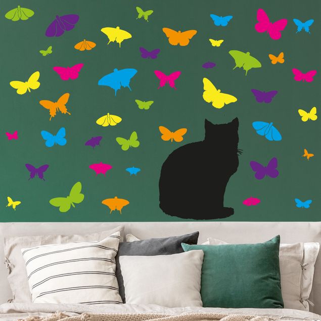 Wall stickers butterfly NO.RS68 Cat and Butterflies