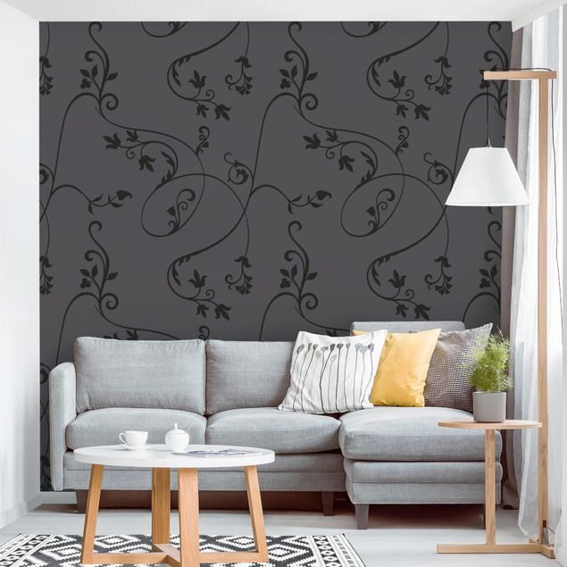 Modern wallpaper designs No.TA104 Ivy Tendril Dark Grey Black