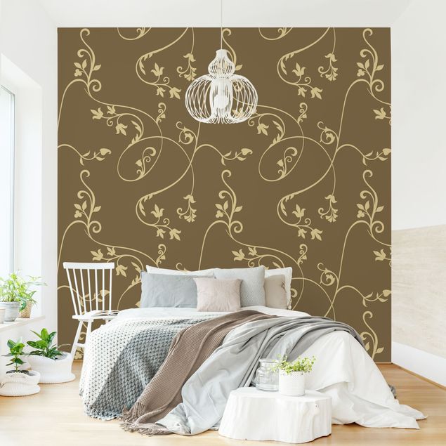 Modern wallpaper designs No.TA104 Ivy Tendril Sage Mustard