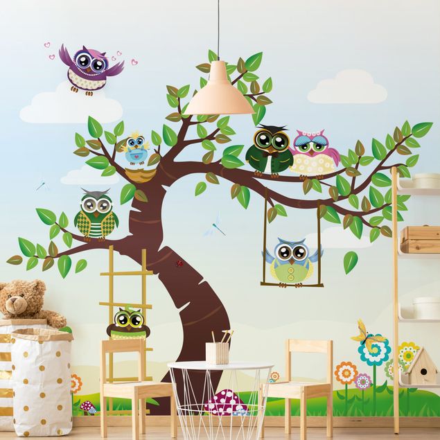 Wallpapers animals No.YK23 Funny Owl Tree