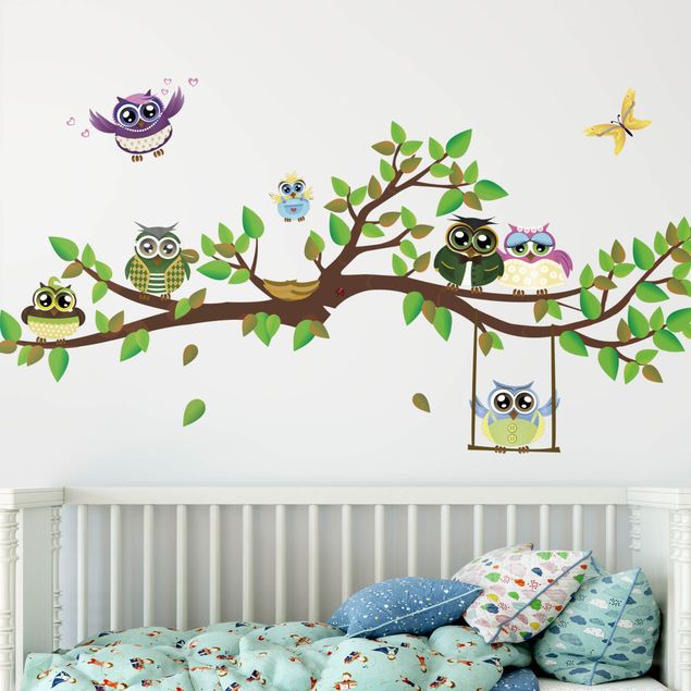Nursery decoration No.yk24 Funny owl branch