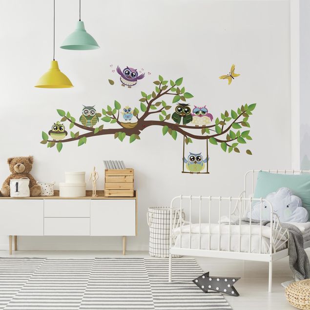 Wall stickers owl No.yk24 Funny owl branch