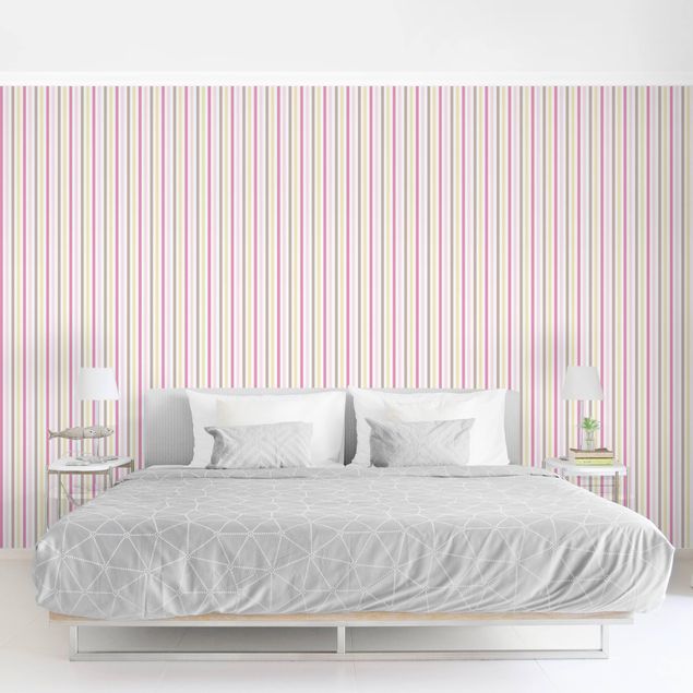 Vertical striped wallpaper No.YK48 Stripes Pink Yellow