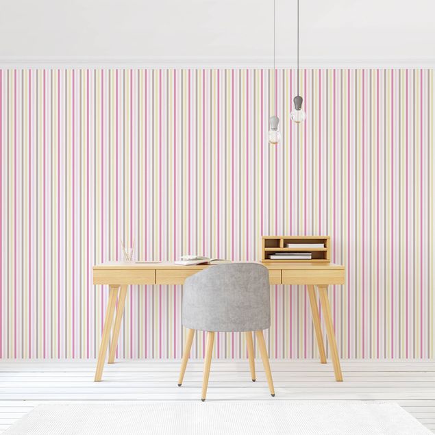 Modern wallpaper designs No.YK48 Stripes Pink Yellow