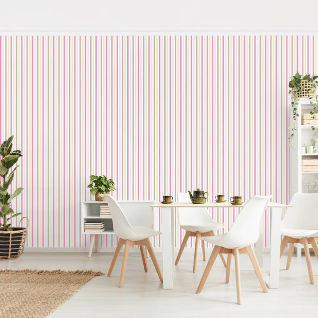 Wallpapers patterns No.YK48 Stripes Pink Yellow