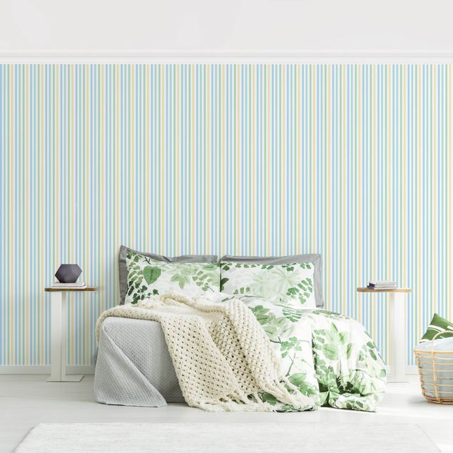 Vertical striped wallpaper No.YK49 Stripes Blue-Green
