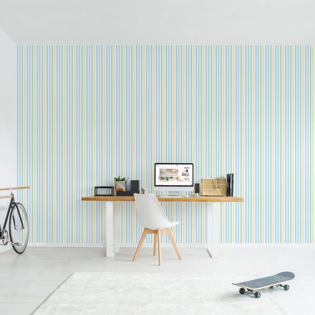 Wallpapers patterns No.YK49 Stripes Blue-Green