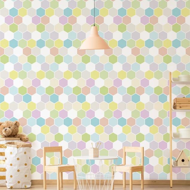 Modern wallpaper designs No.YK52 Hexagon Pastel