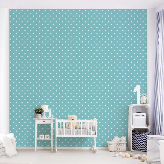 Wallpapers geometric No.YK55 White Dots On Turquoise