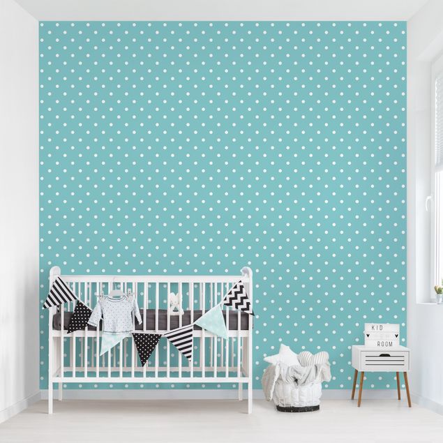 Spotty wallpaper No.YK55 White Dots On Turquoise