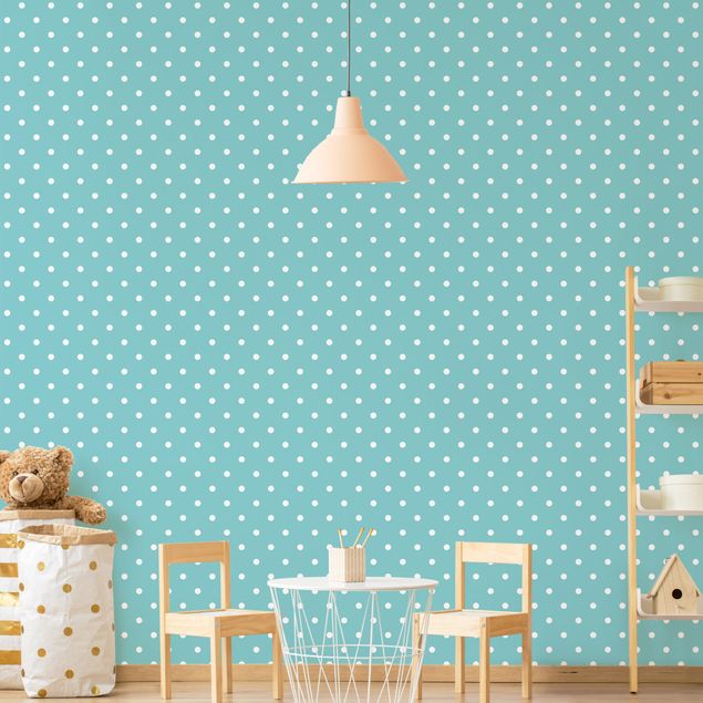 Wallpapers modern No.YK55 White Dots On Turquoise