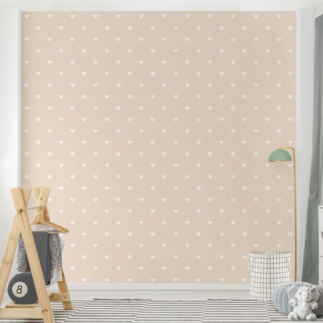 Contemporary wallpaper No.YK58 White Hearts On Off-White