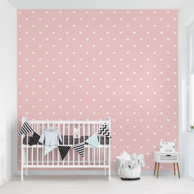 Nursery decoration No.YK59 White Hearts On Pink
