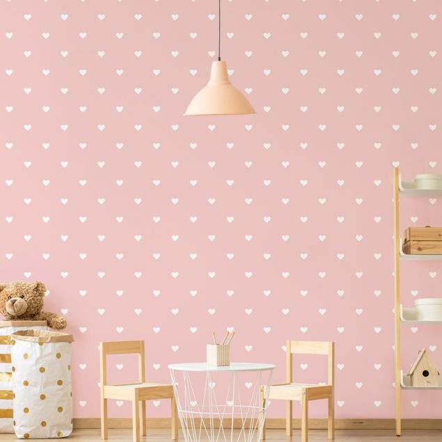 Modern wallpaper designs No.YK59 White Hearts On Pink