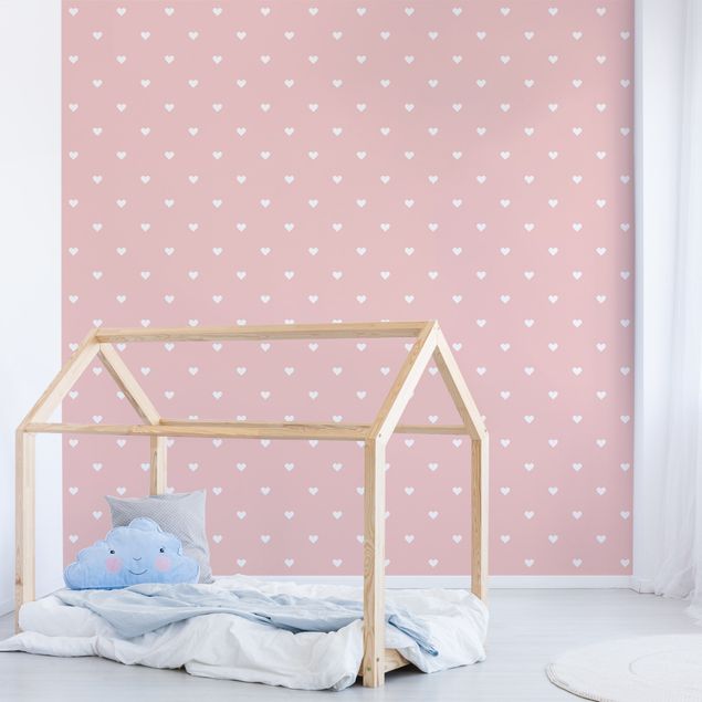 Wallpapers patterns No.YK59 White Hearts On Pink