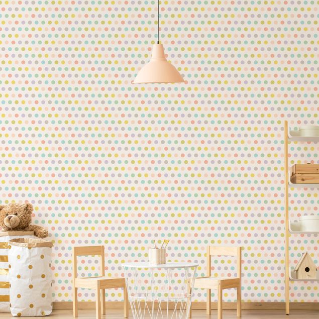 Geometric pattern wallpaper No.YK61 Dots Pastel