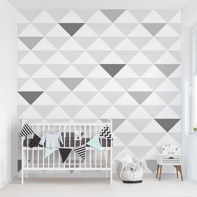 Nursery decoration No.YK66 Triangles Grey White Grey