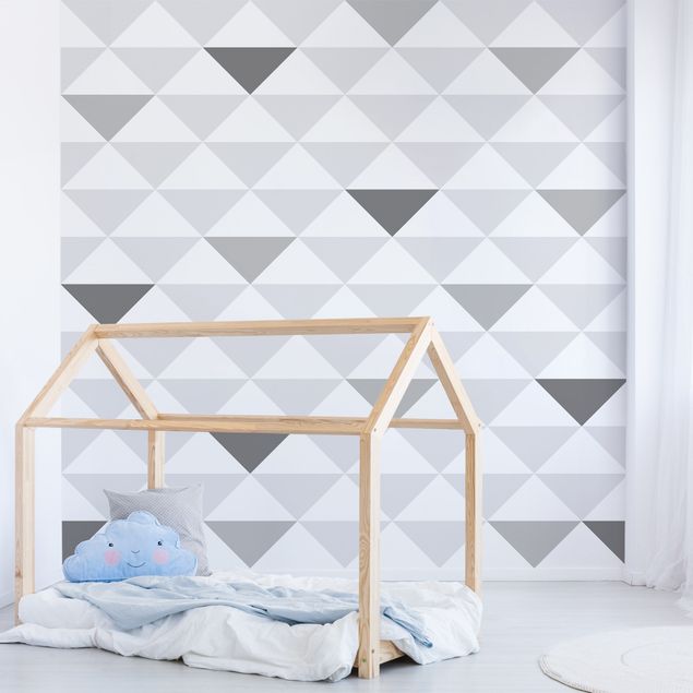 Wallpapers modern No.YK66 Triangles Grey White Grey