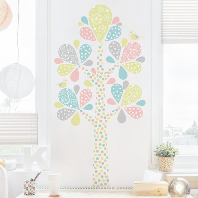 Kids room decor No.yk76 Abstract tree with big drop sheets in pastel