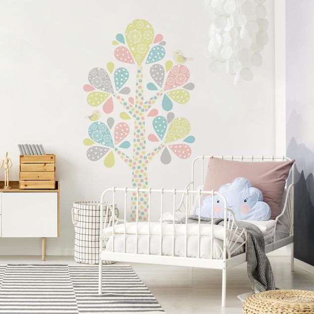 Animal wall decals No.yk76 Abstract tree with big drop sheets in pastel
