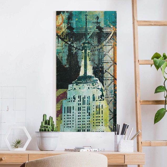 New York skyline canvas NY Graffiti Empire State Building