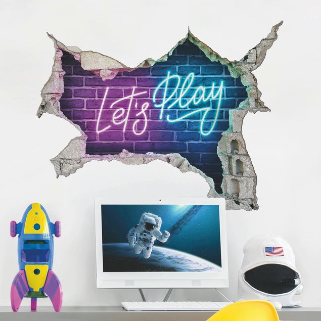 Wall decals quotes Neon Text Let's Play II