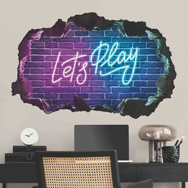 Wall decals quotes Neon Text Let's Play