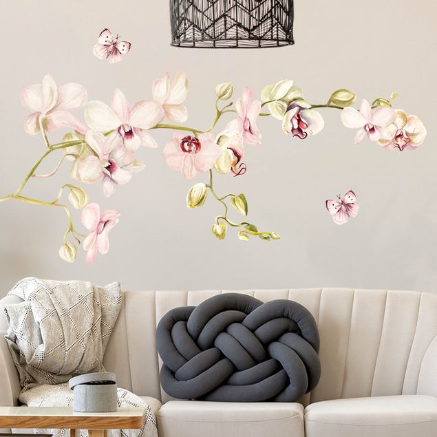 Wall stickers orchid Orchidenzweig and butterfly in rosé