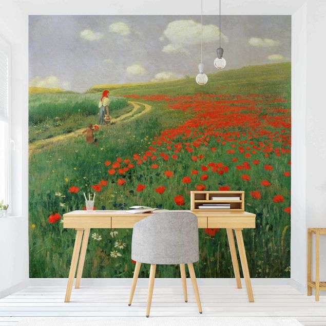Wallpapers poppy Pál Szinyei-Merse - Summer Landscape With A Blossoming Poppy