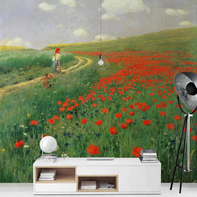 Wallpapers flower Pál Szinyei-Merse - Summer Landscape With A Blossoming Poppy