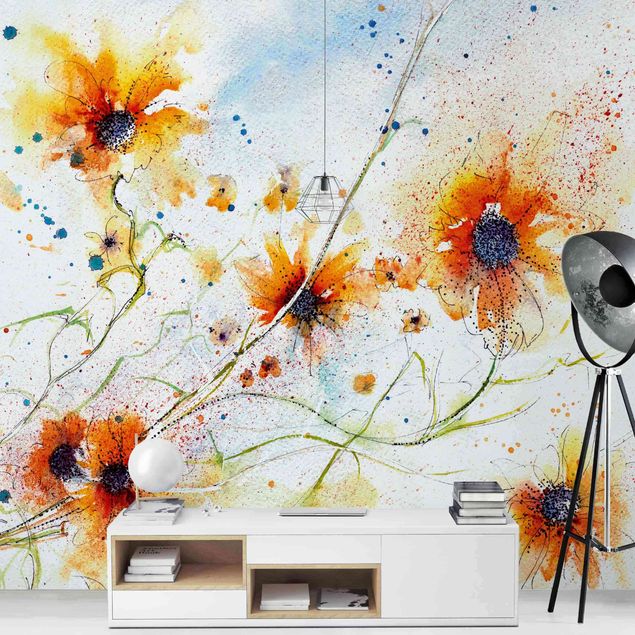 Wallpapers modern Painted Flowers