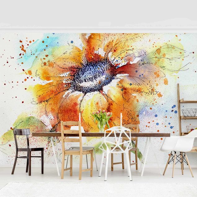 Modern wallpaper designs Painted Sunflower