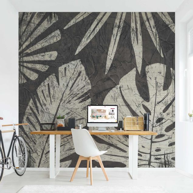 Modern wallpaper designs Palm Leaves Dark Grey Backdrop