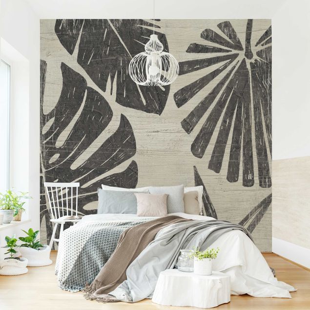 Wallpapers modern Palm Leaves Light Grey Backdrop