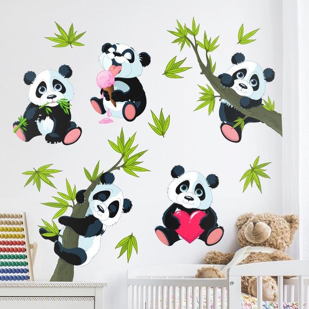 Nursery decoration Panda bear set heart